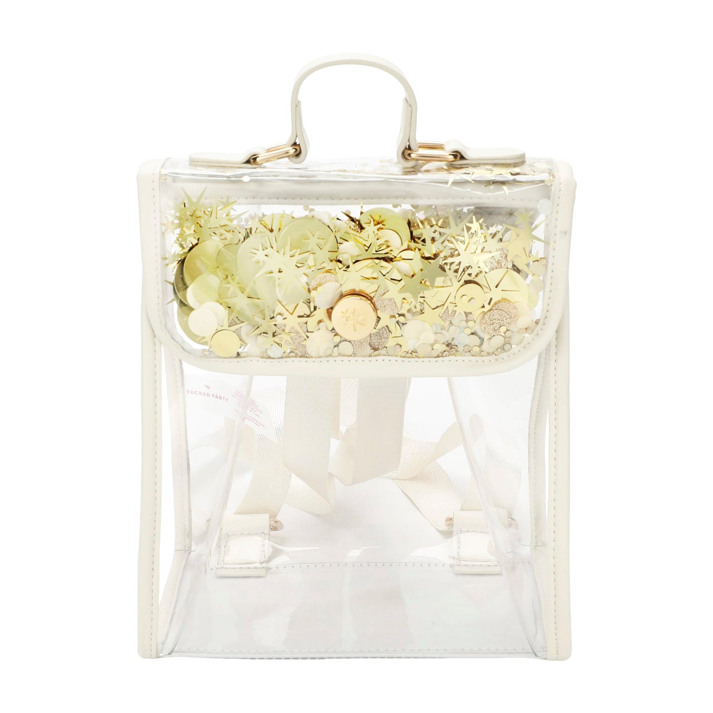 Confetti Glam Clear Mini Backpack with Gold Confetti