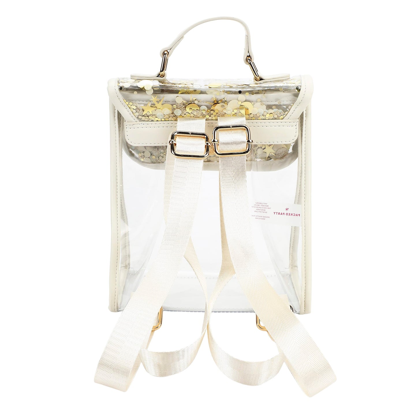 Confetti Glam Clear Mini Backpack with Gold Confetti