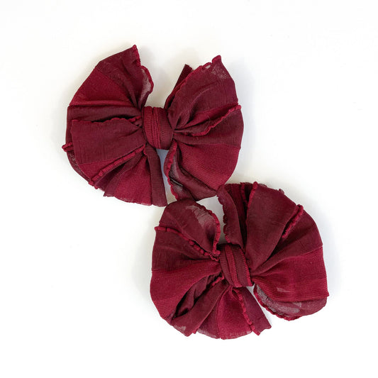 Maroon Ruffle Clip