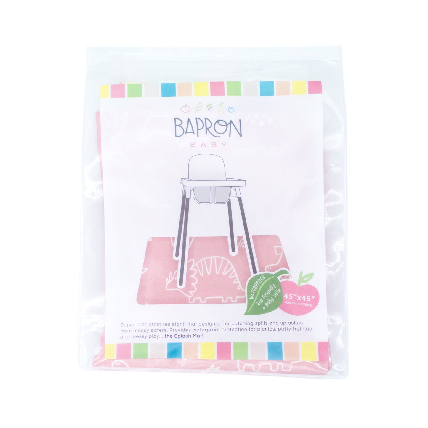 Dino Friends - Blush Splash Mat - A Waterproof Catch-All for Highchair Spills and More!