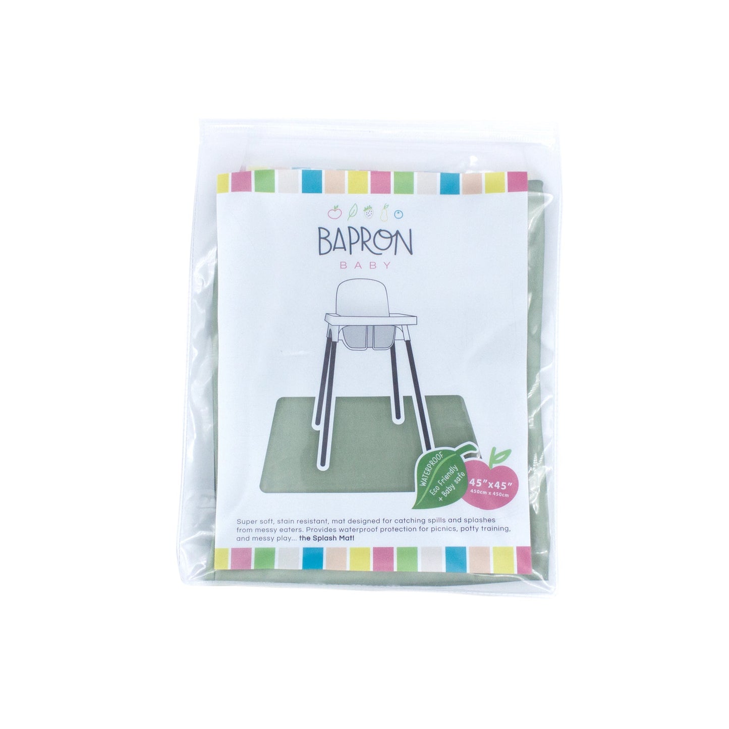 Solid Sage Minimalist Splash Mat - A Waterproof Catch-All for Highchair Spills and More!