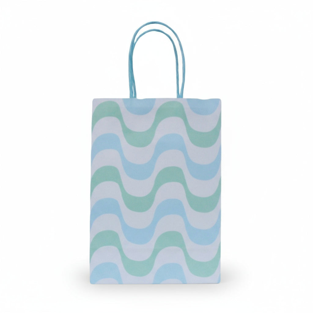 Blue & Mint Waves Party Favor Bags (Set of 8)