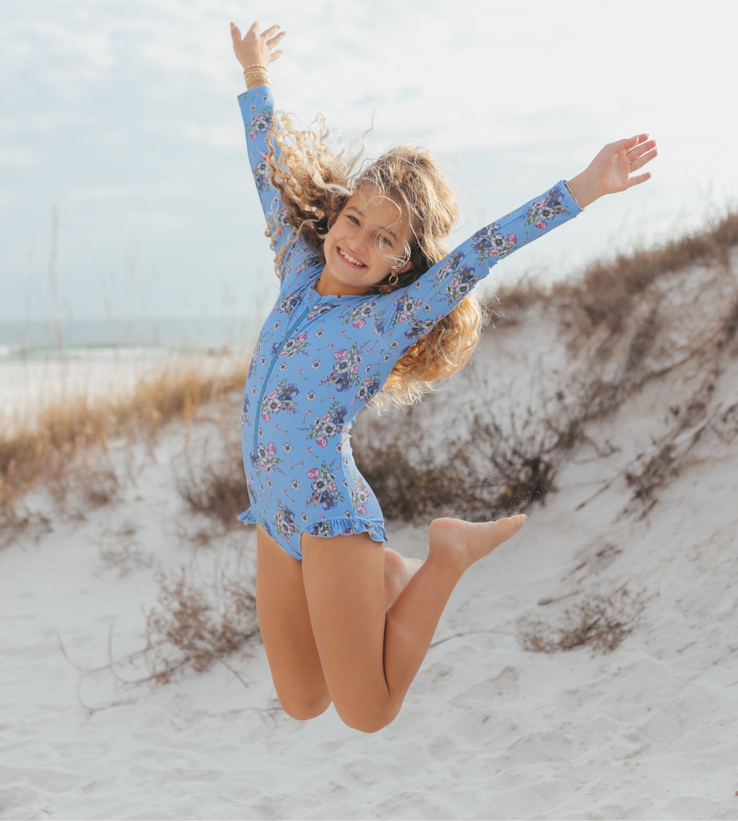 Mia Periwinkle Floral Zip Swimsuit
