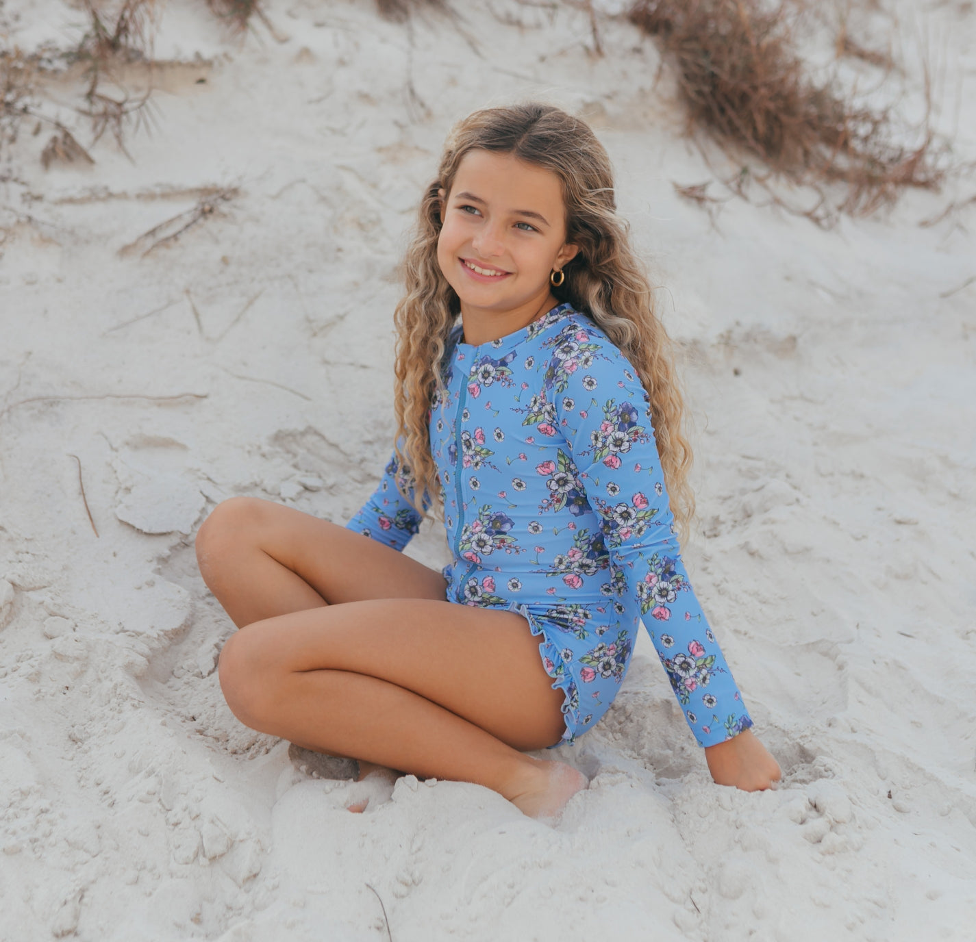 Mia Periwinkle Floral Zip Swimsuit