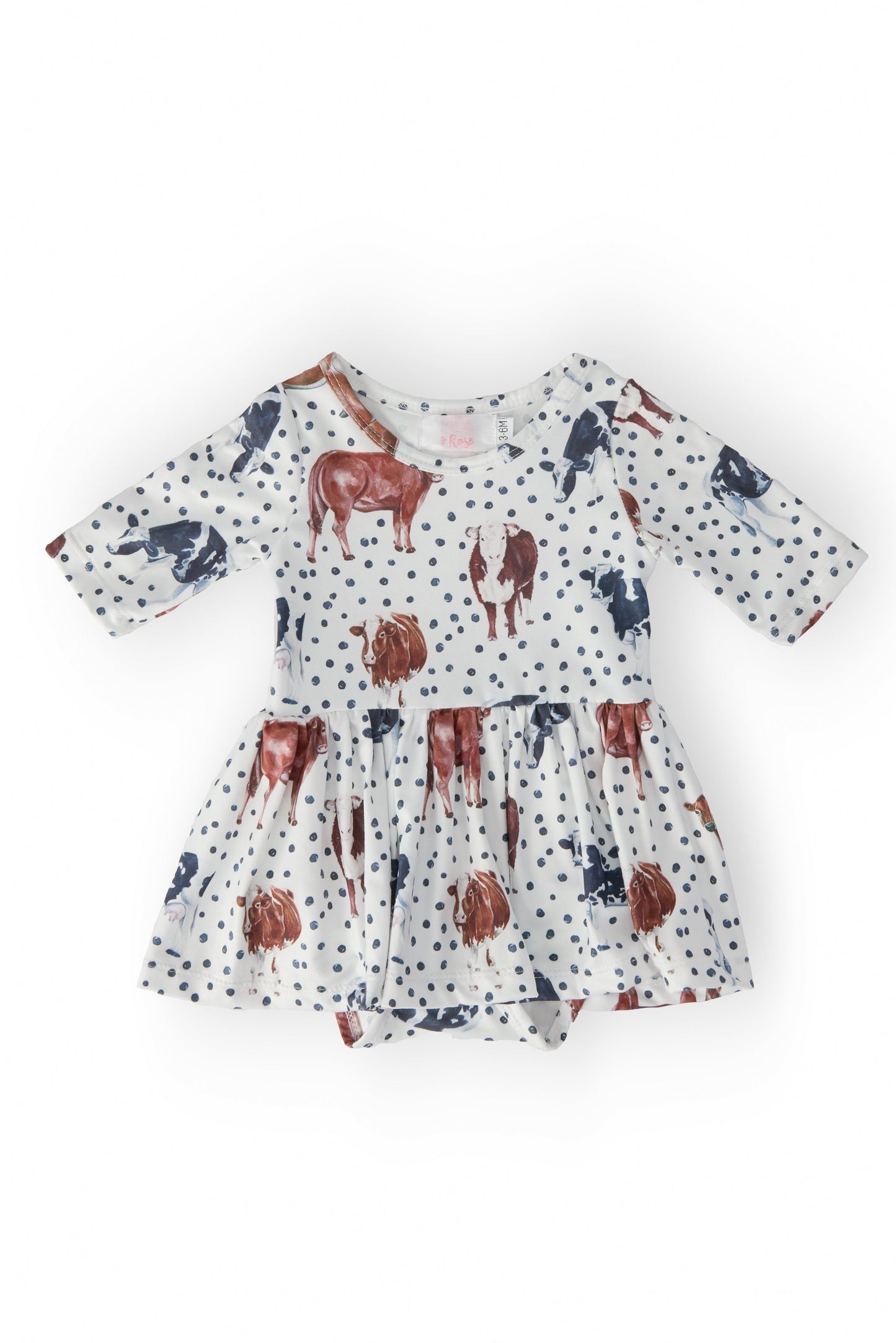 Moo Meadows 3/4 Sleeve Twirl Bodysuit