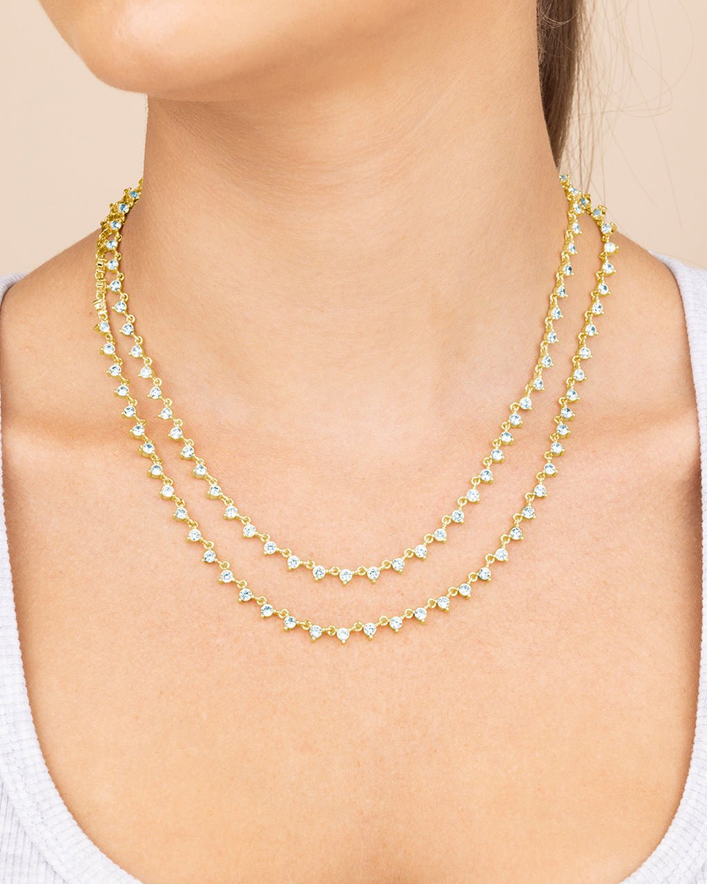 Brigid Staggered CZ Tennis Necklace