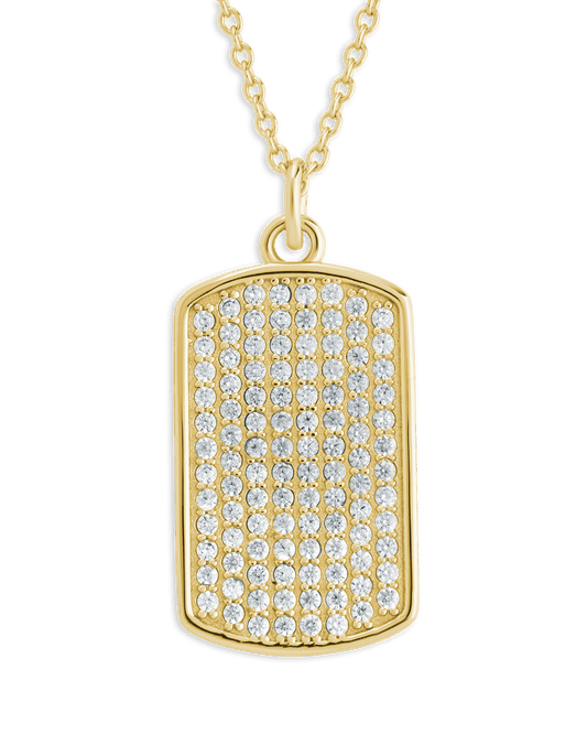 Pave CZ Rounded-edge Rectangle Pendant