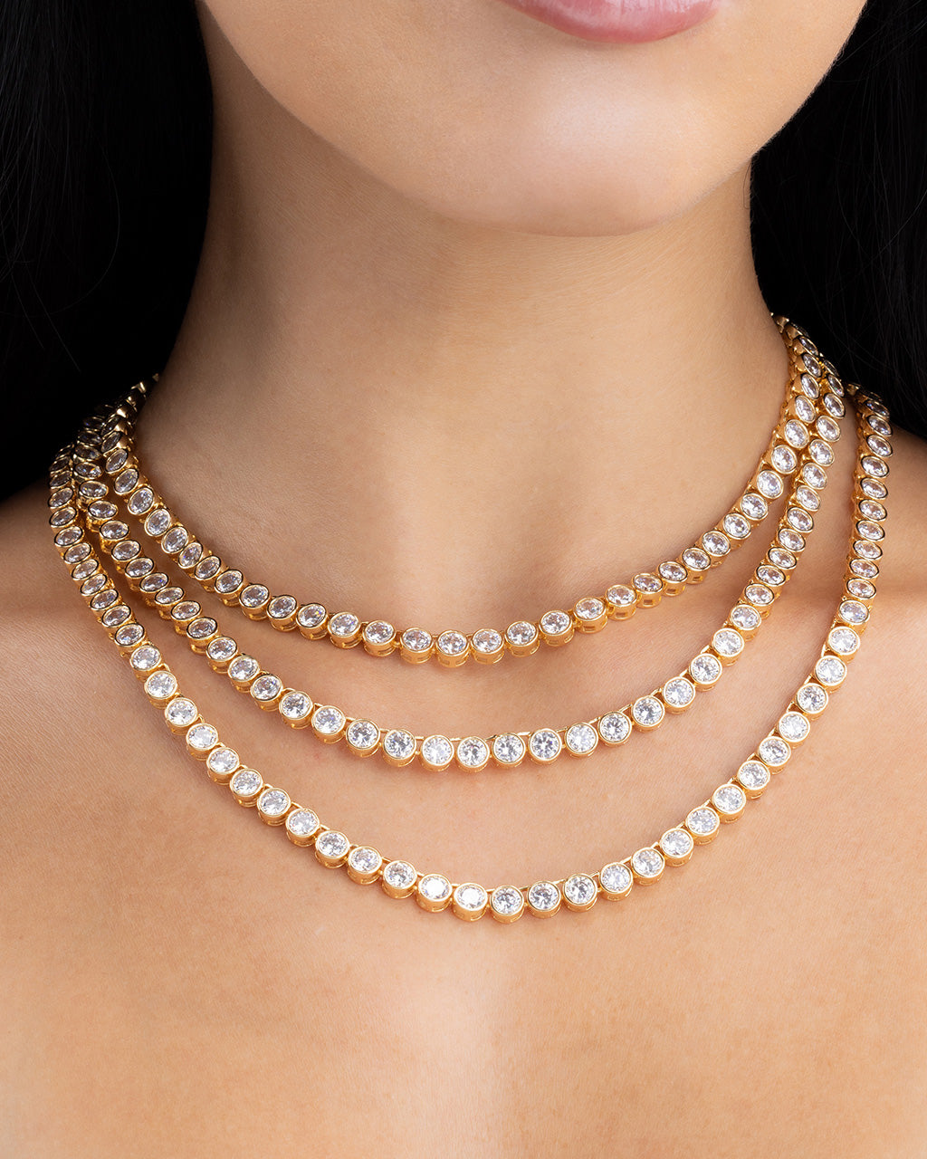 Helene Bezel CZ Tennis Necklace