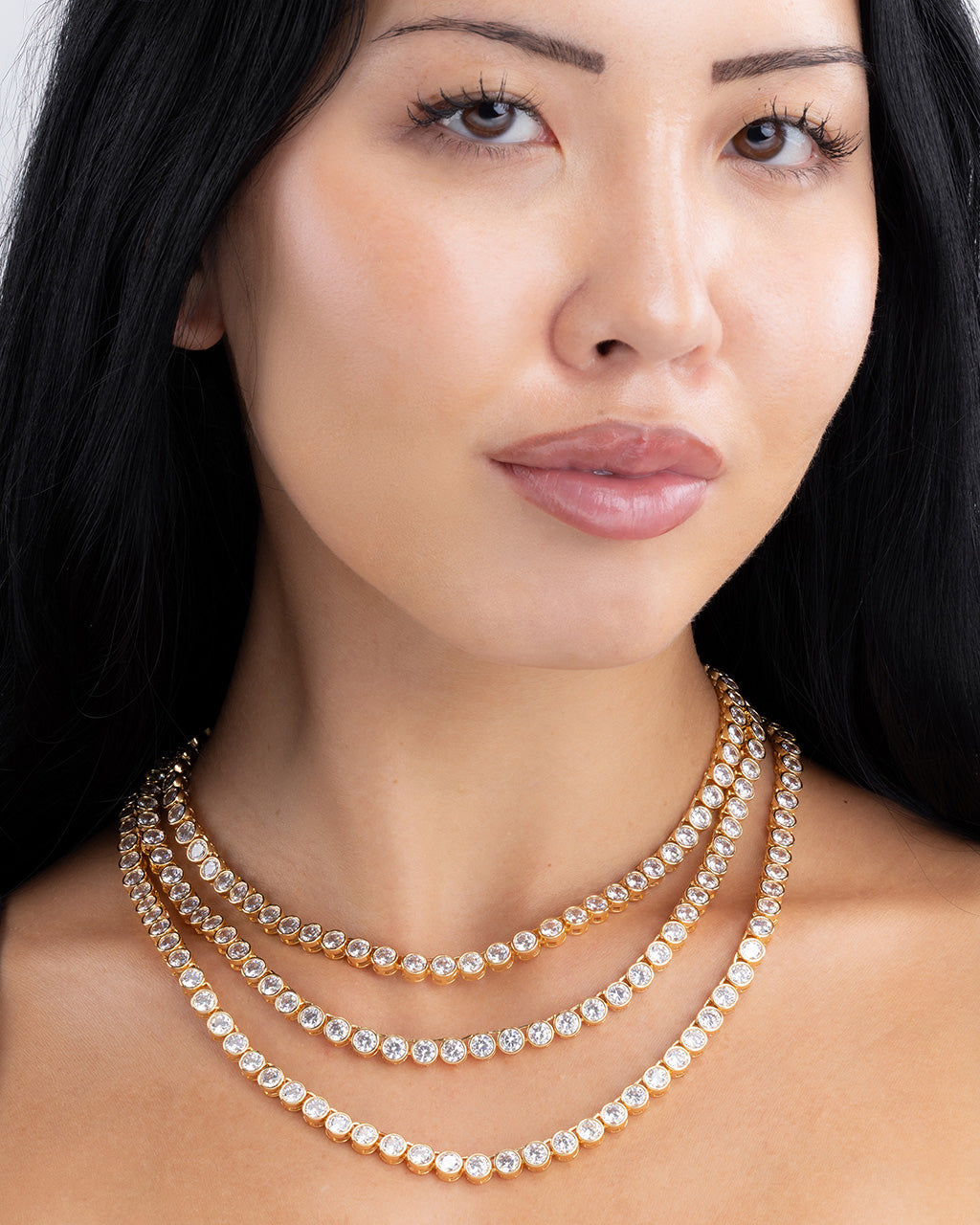 Helene Bezel CZ Tennis Necklace