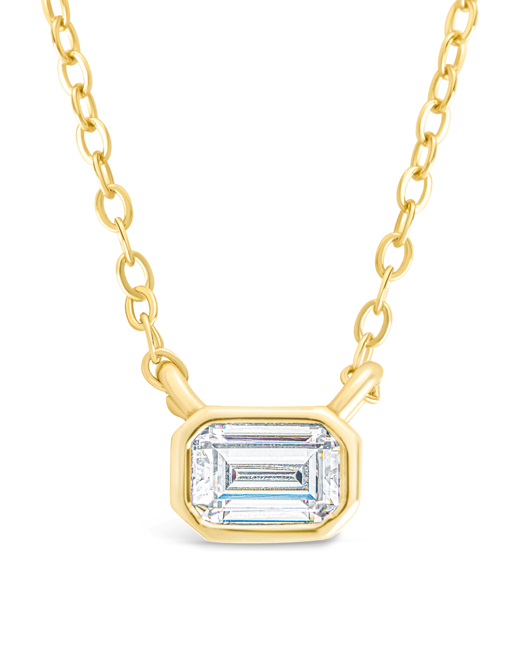 Sterling Silver Emerald Bezel Set Pendant