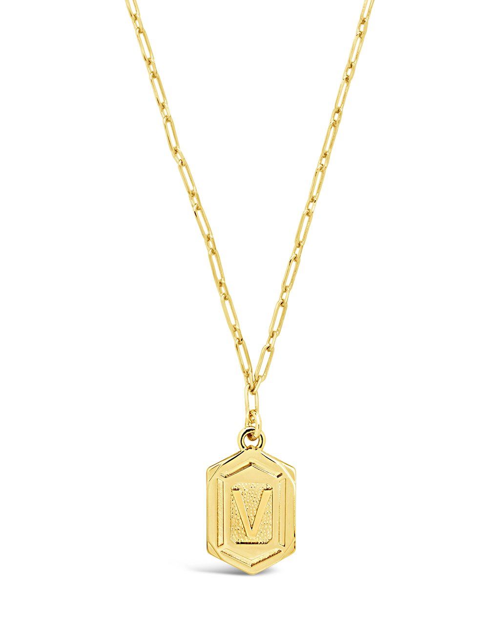 Hexagon Tag Initial Pendant Necklace