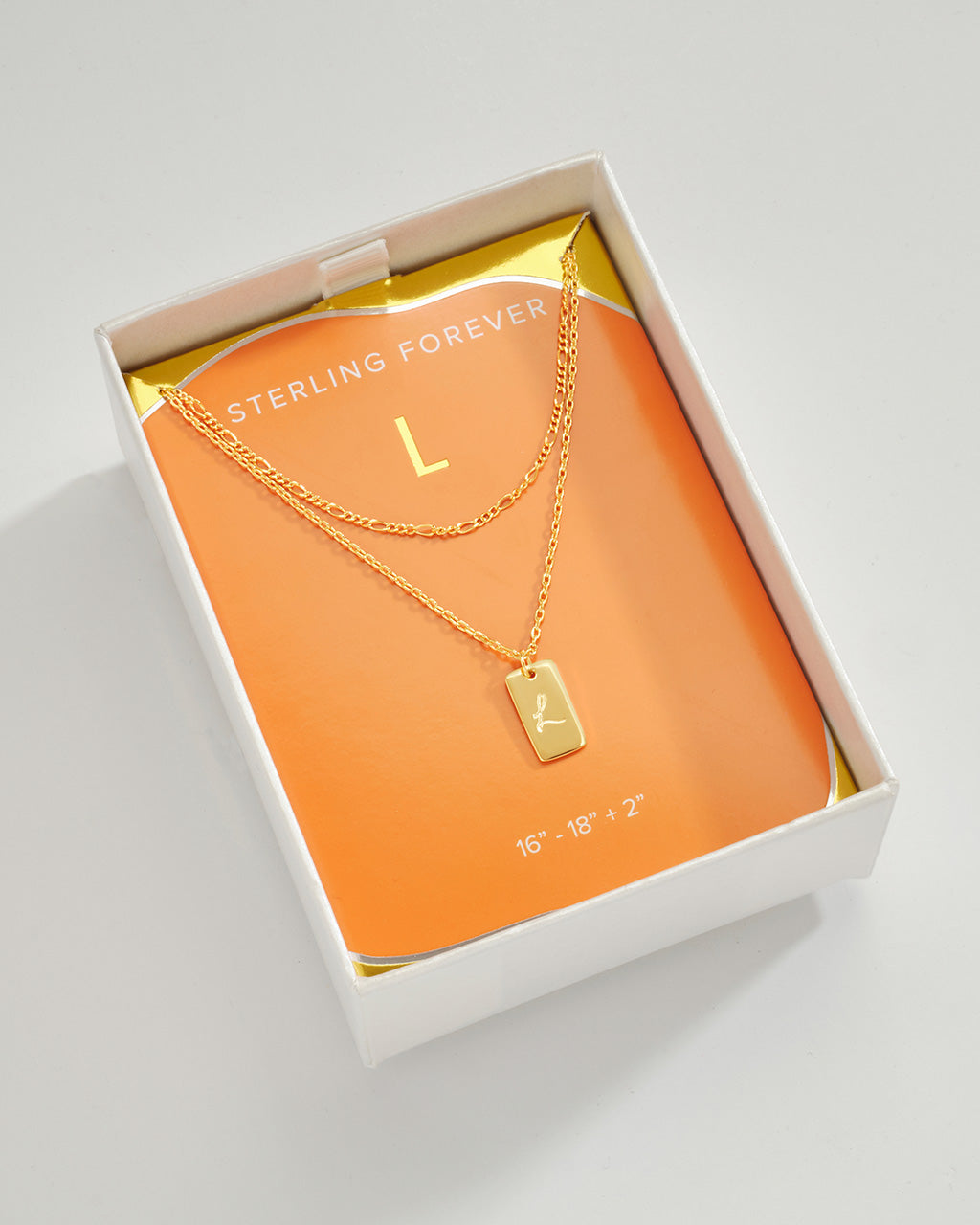 Initial Tag Layered Chain Necklace