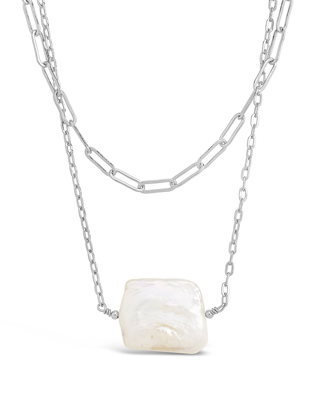Chain Link and Pearl Layered Necklace