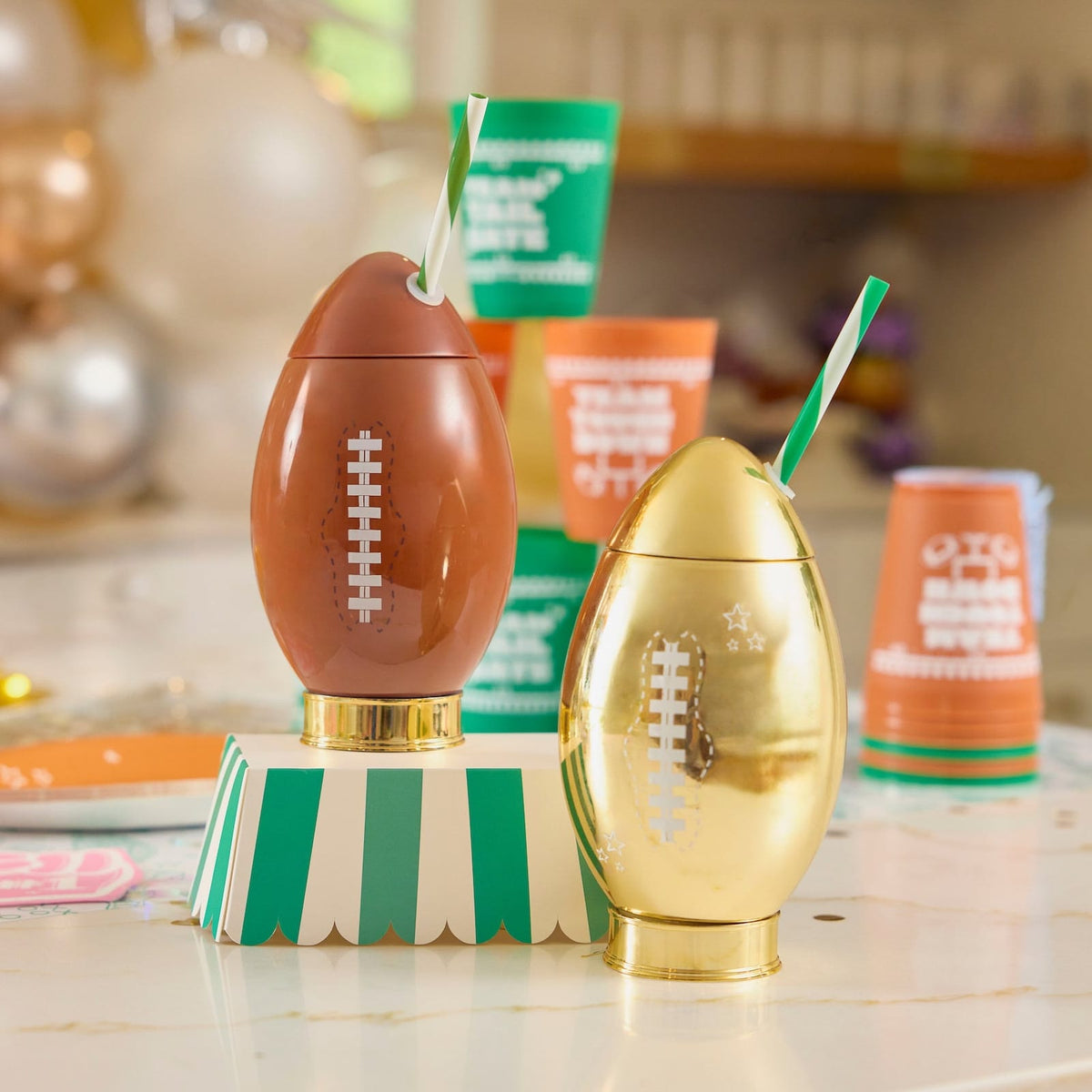 Football Novelty Sippers, 24oz (Set of 2, 6, or 12)