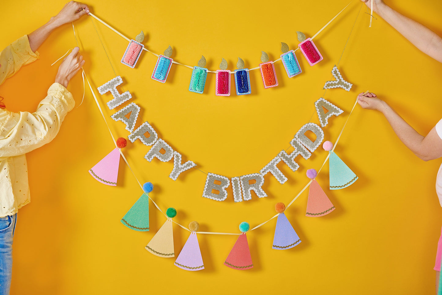 Pom Pom Party Hats Reusable Party Garland