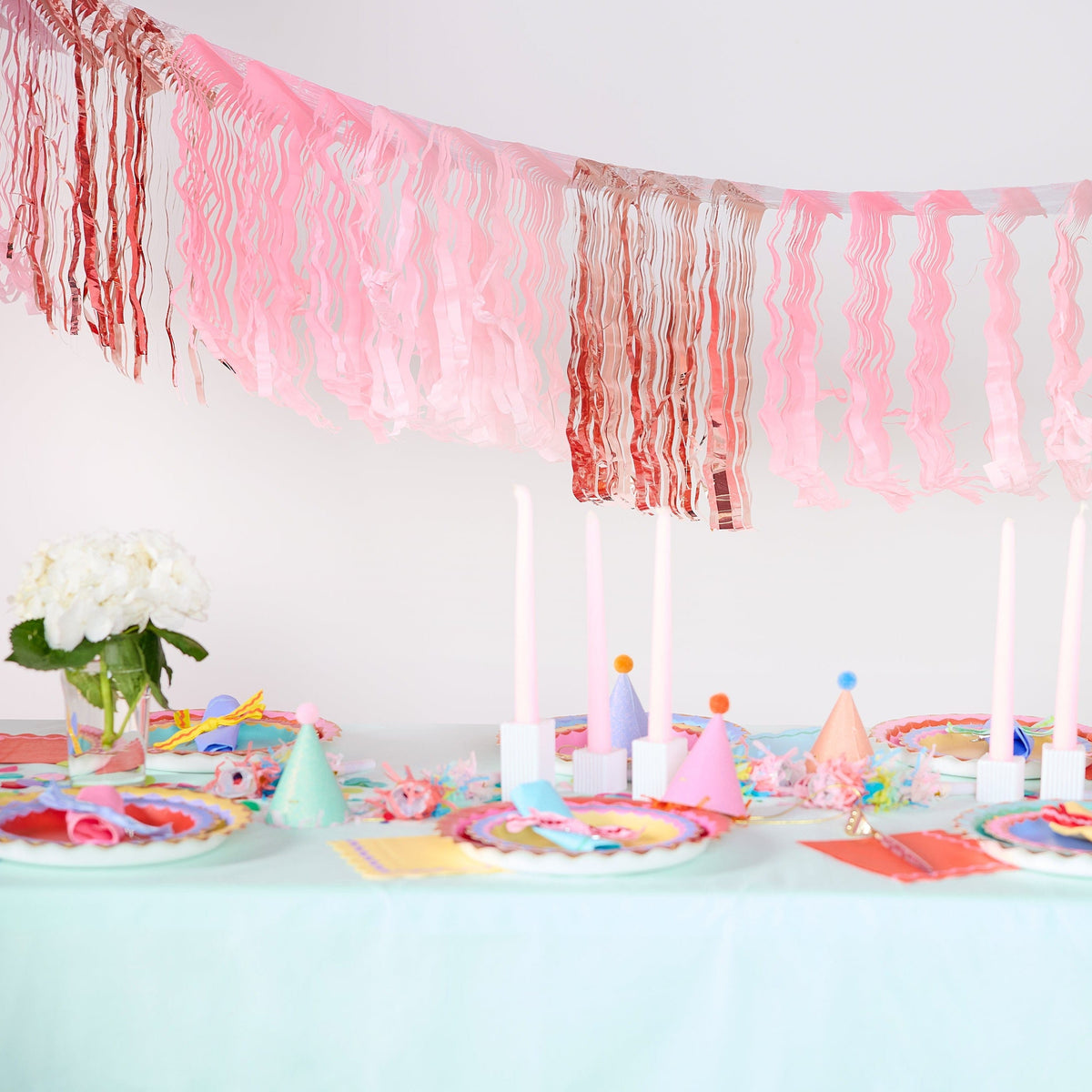 Pretty in Pink Fringe Canopy Banners (Set of 2)