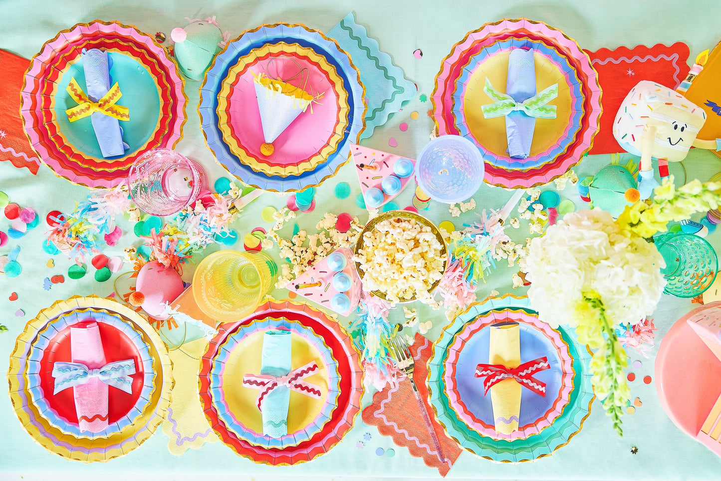 Rainbow Ric Rac Assorted Dinner Plates (10 count)