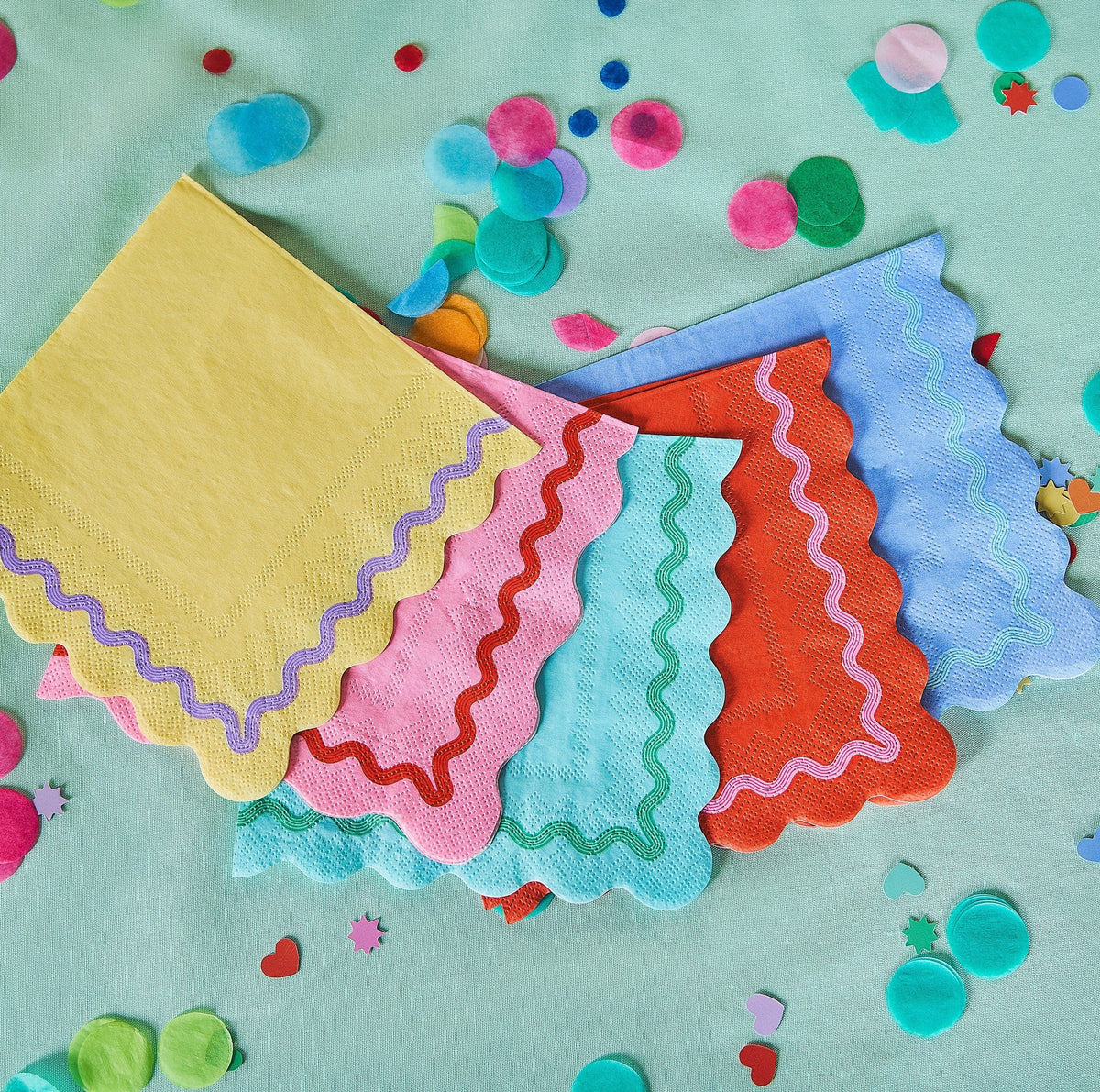 Rainbow Ric Rac Assorted Lunch Napkins (20 ct, 5 colors)