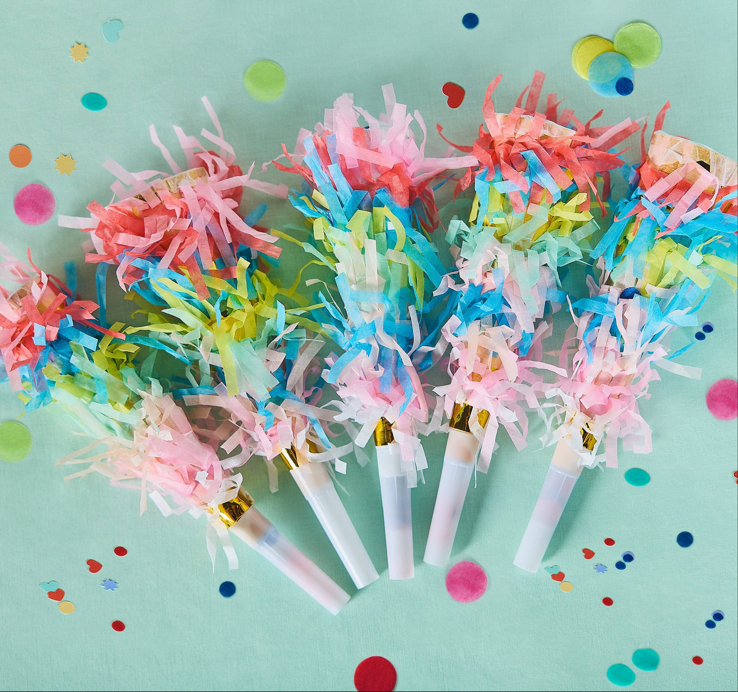 Confetti Burst Fringe Party Blowers (6 ct)