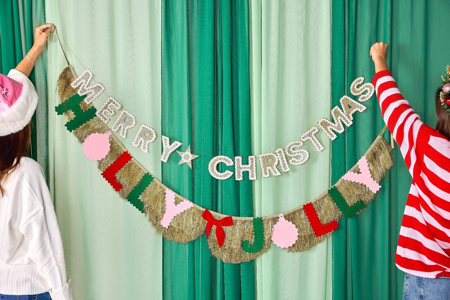 Merry Christmas Gold Shimmer Banner (Reusable Garland)