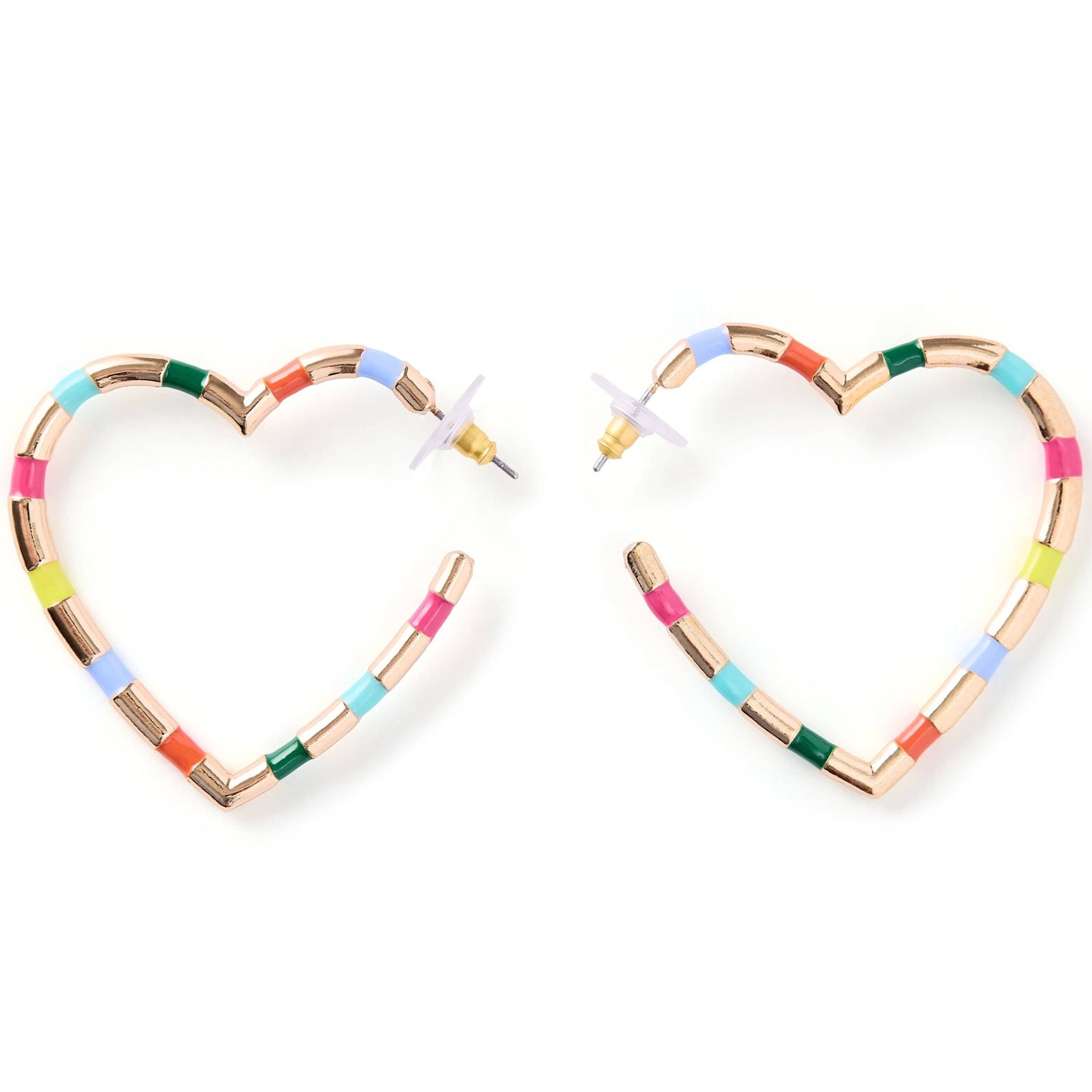 Rainbow Heart Hoop Earrings