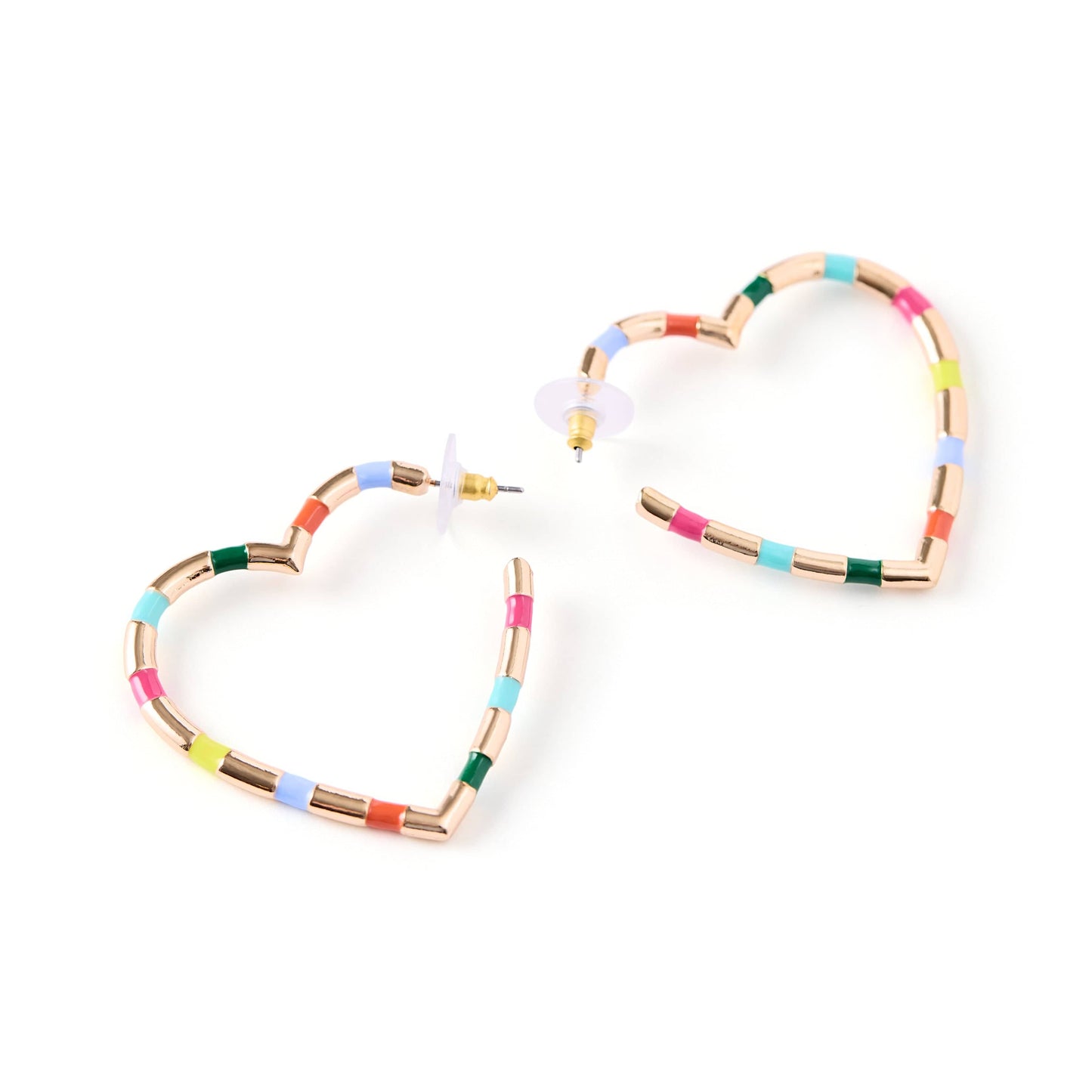 Rainbow Heart Hoop Earrings
