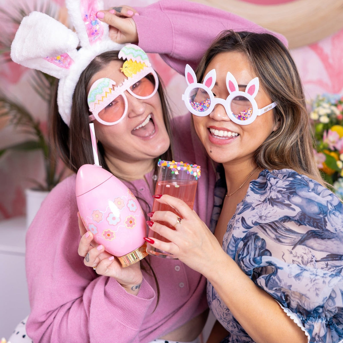 Peek-a-boo Chick Novelty Glasses (Single or Set of 4)