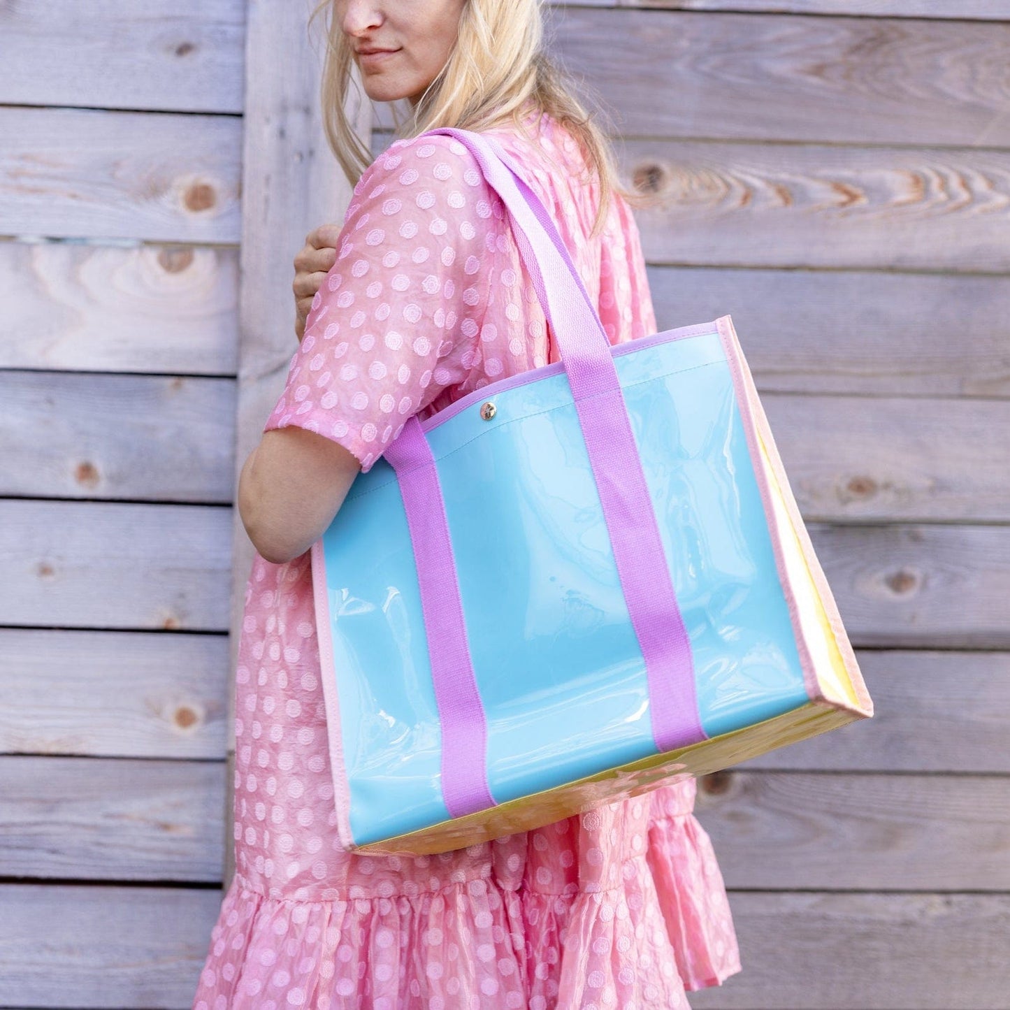 Colorblock Vinyl Tote Bag