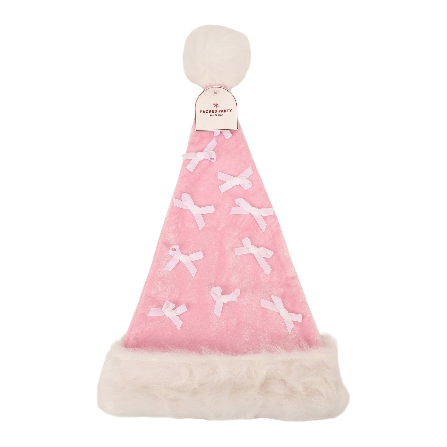 Pink Velvet & Bows Santa Hat