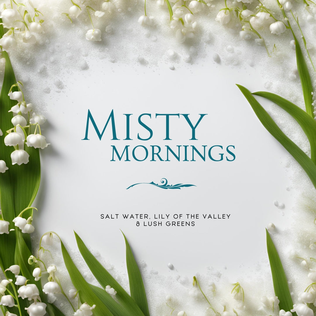 Misty Mornings (8.5 oz Single Wick) - Notes: Salt Water, Morning Dew, Lily of the Valley & Lush Greens