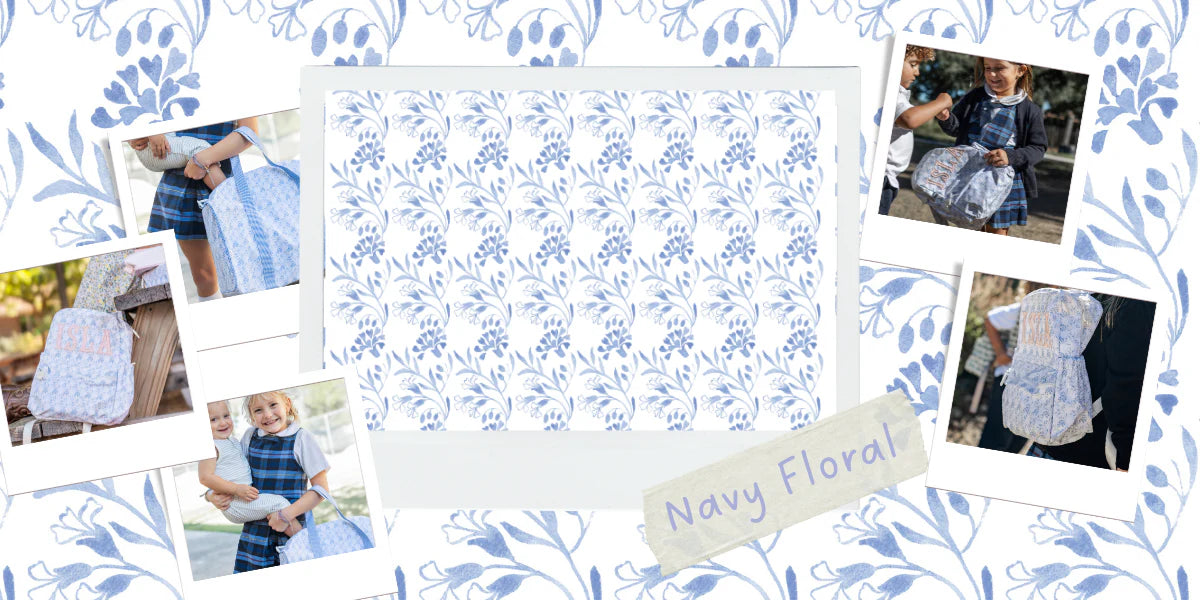 Apple of My Isla Navy Floral Wipeable Lunch Box | Personalized Kids Lunch Box | Bossier City, LA