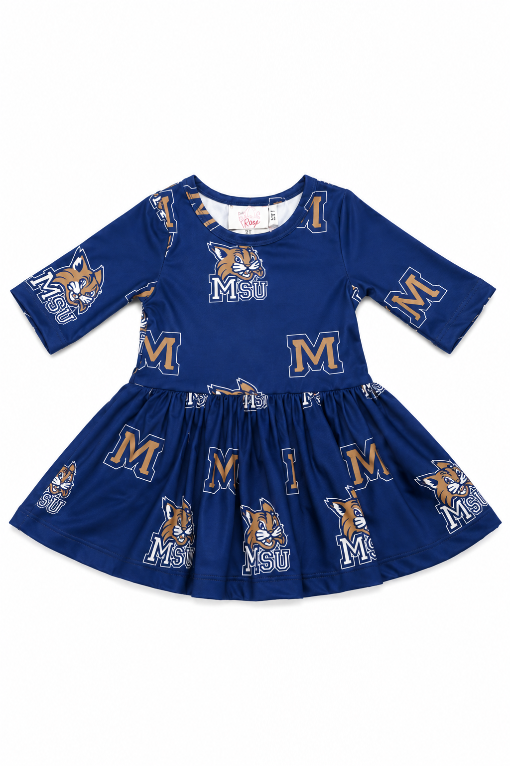 Montana State University Blue Bobcat 3/4 Sleeve Twirl Bodysuit