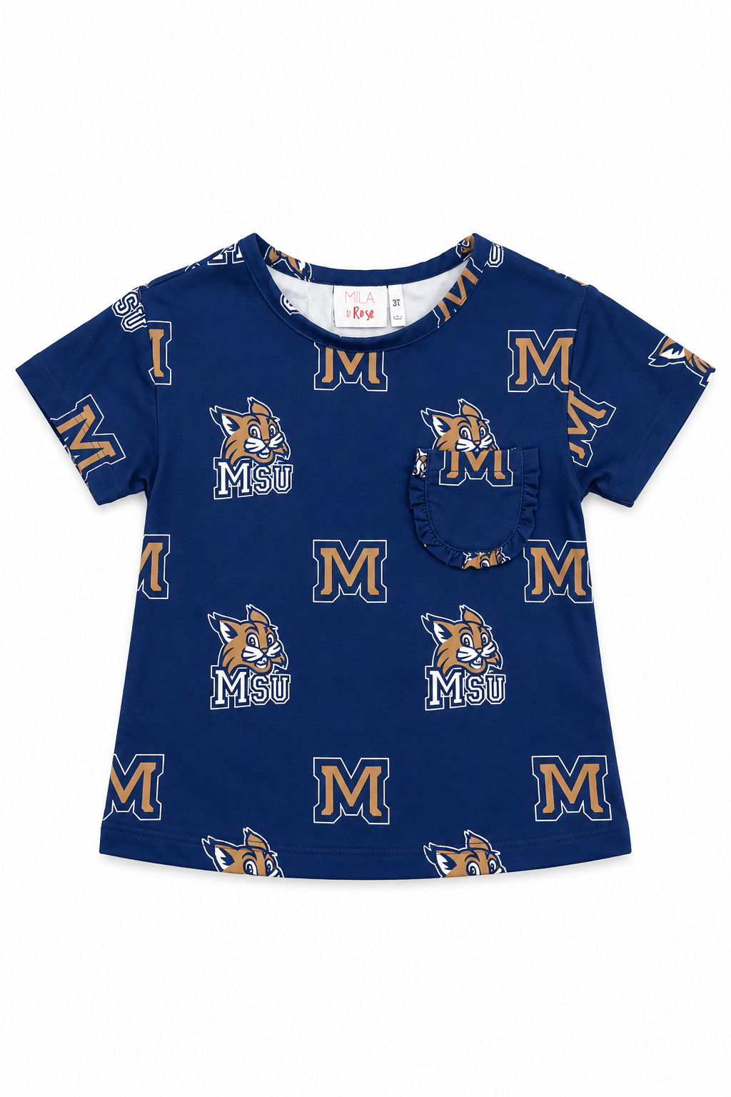 Montana State University Blue Bobcat Ruffle Pocket Tee