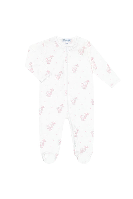 Pink Elephant Zipper Footie