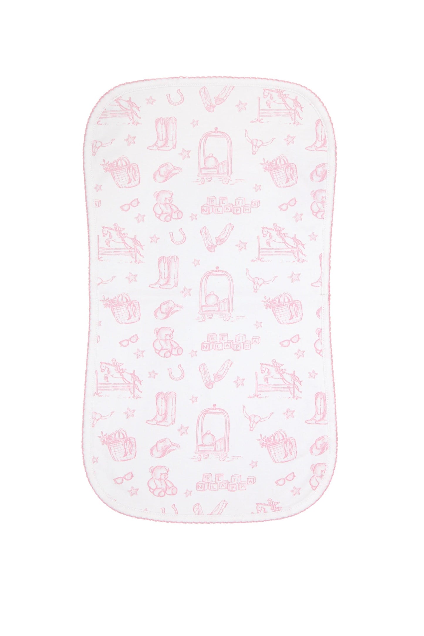 Pink Lone Star Toile Burp Cloth