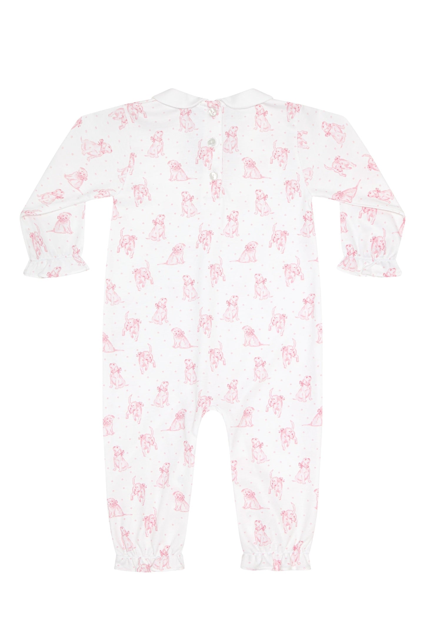 Pink Puppy Love Print Romper long sleeve