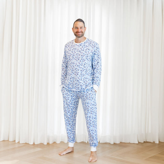 Organic Adult Men's Pajamas - Holiday Snowmen