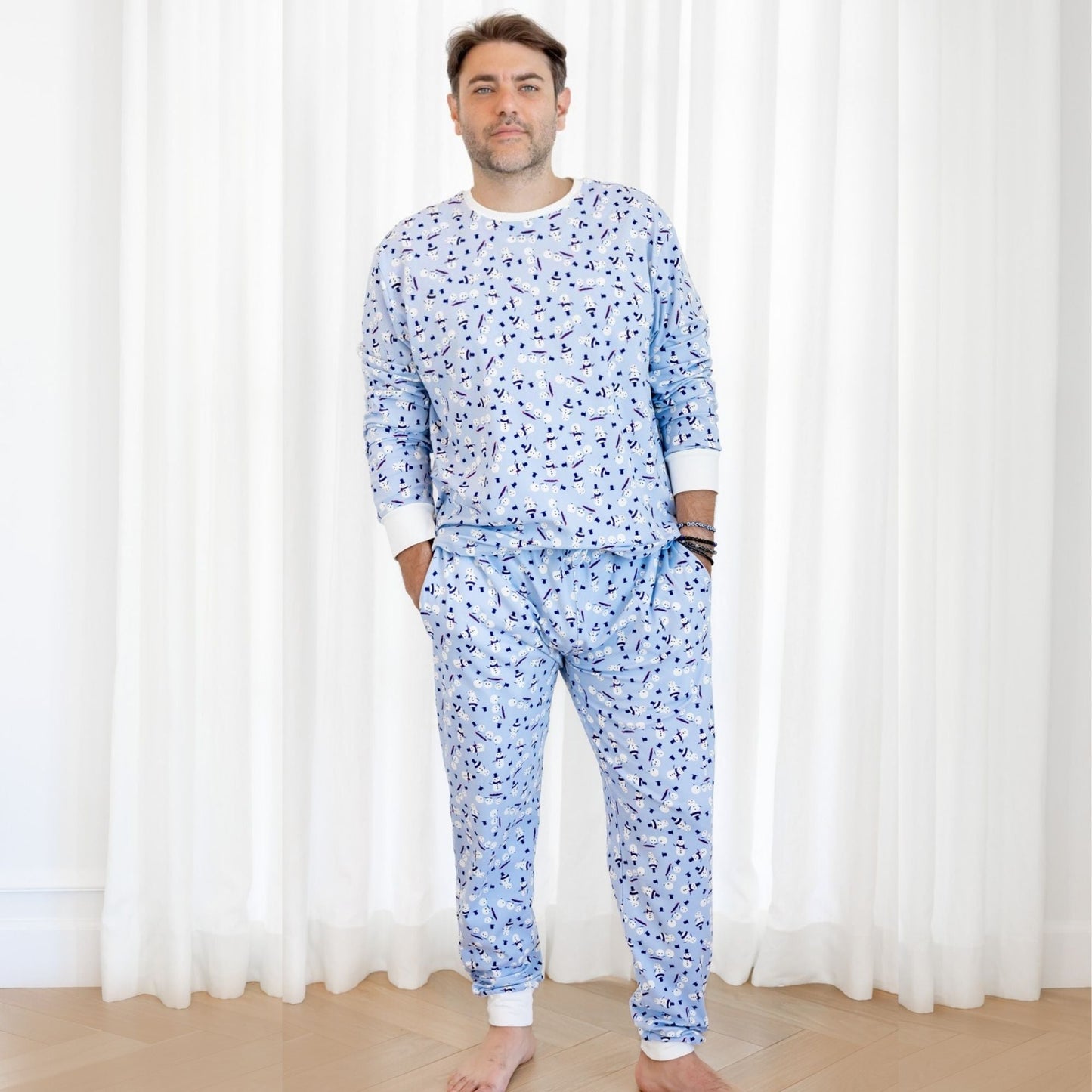 Organic Adult Men's Pajamas - Holiday Snowmen