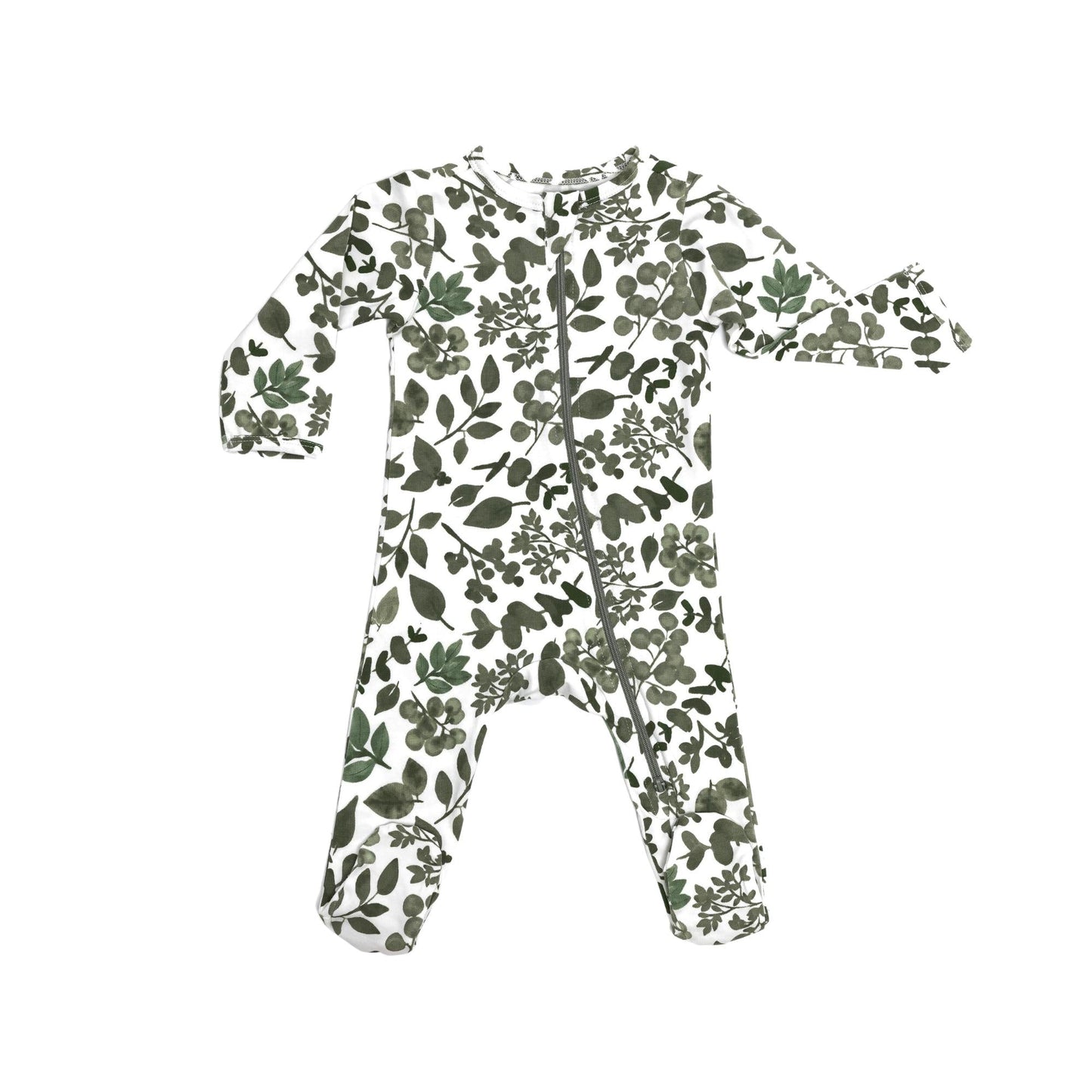 Organic Footie - Green Leaves