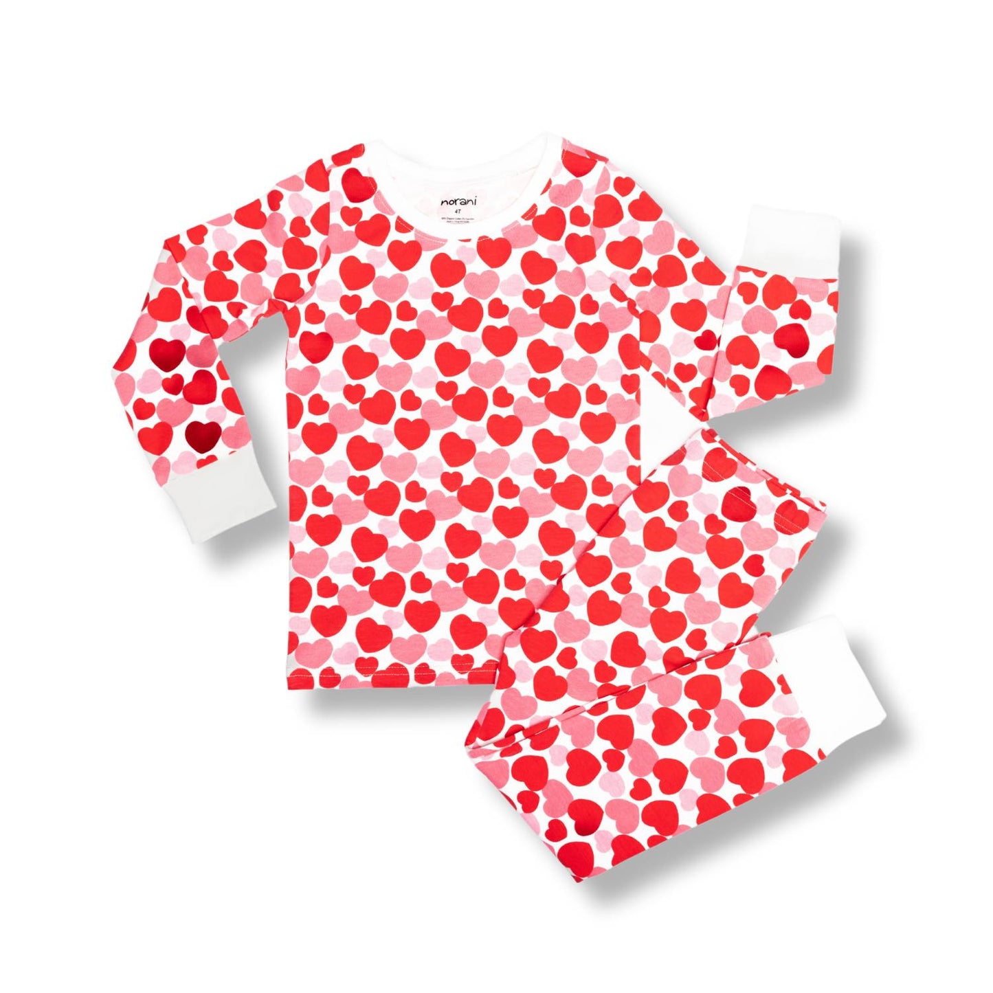 Organic Kids Pajamas - Red & Pink Hearts