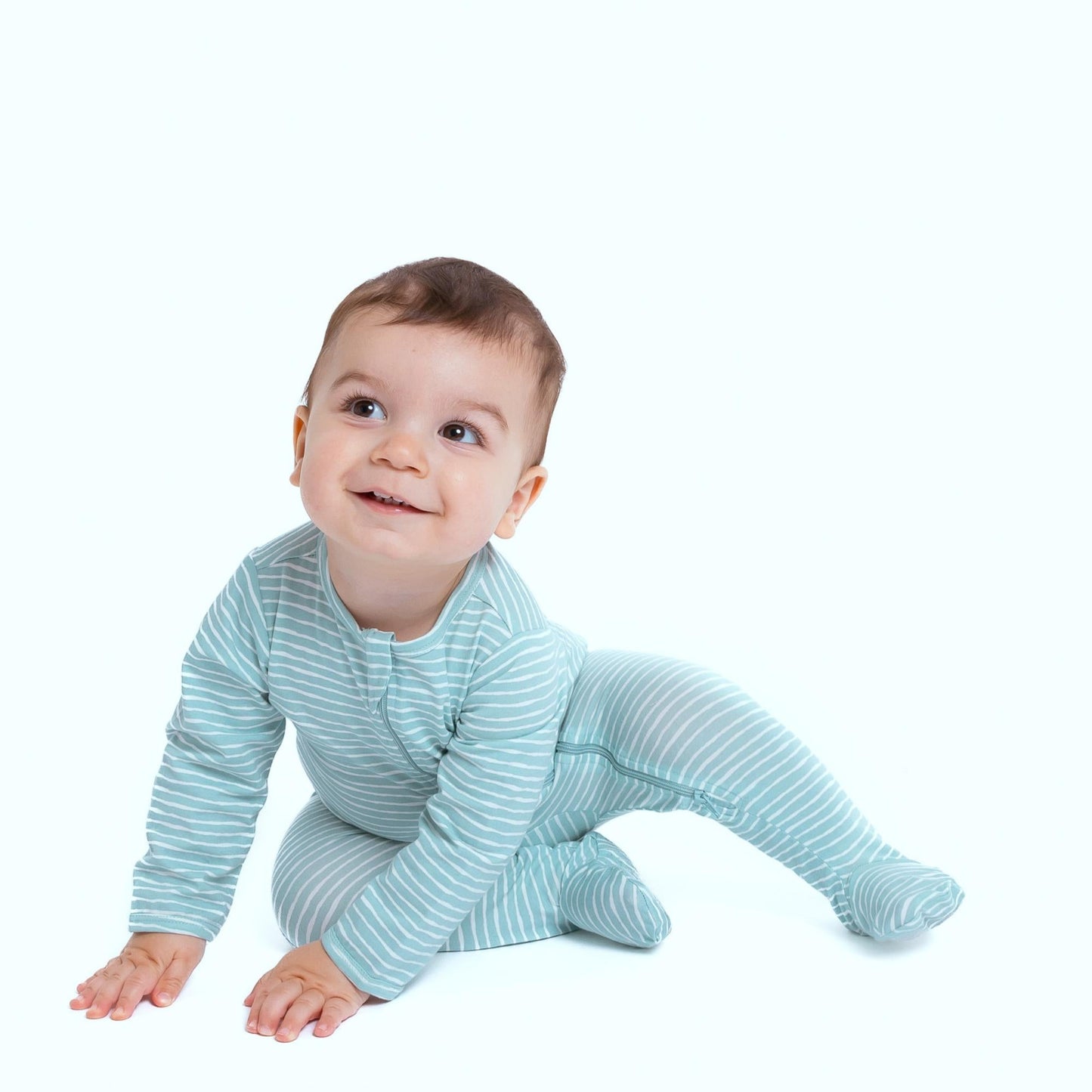 Organic Footie - Green Stripes