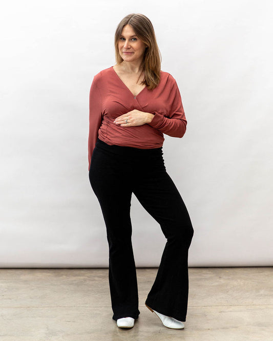 Nursing & Maternity Everywhere Long-Sleeve Wrap Blouse - Terra