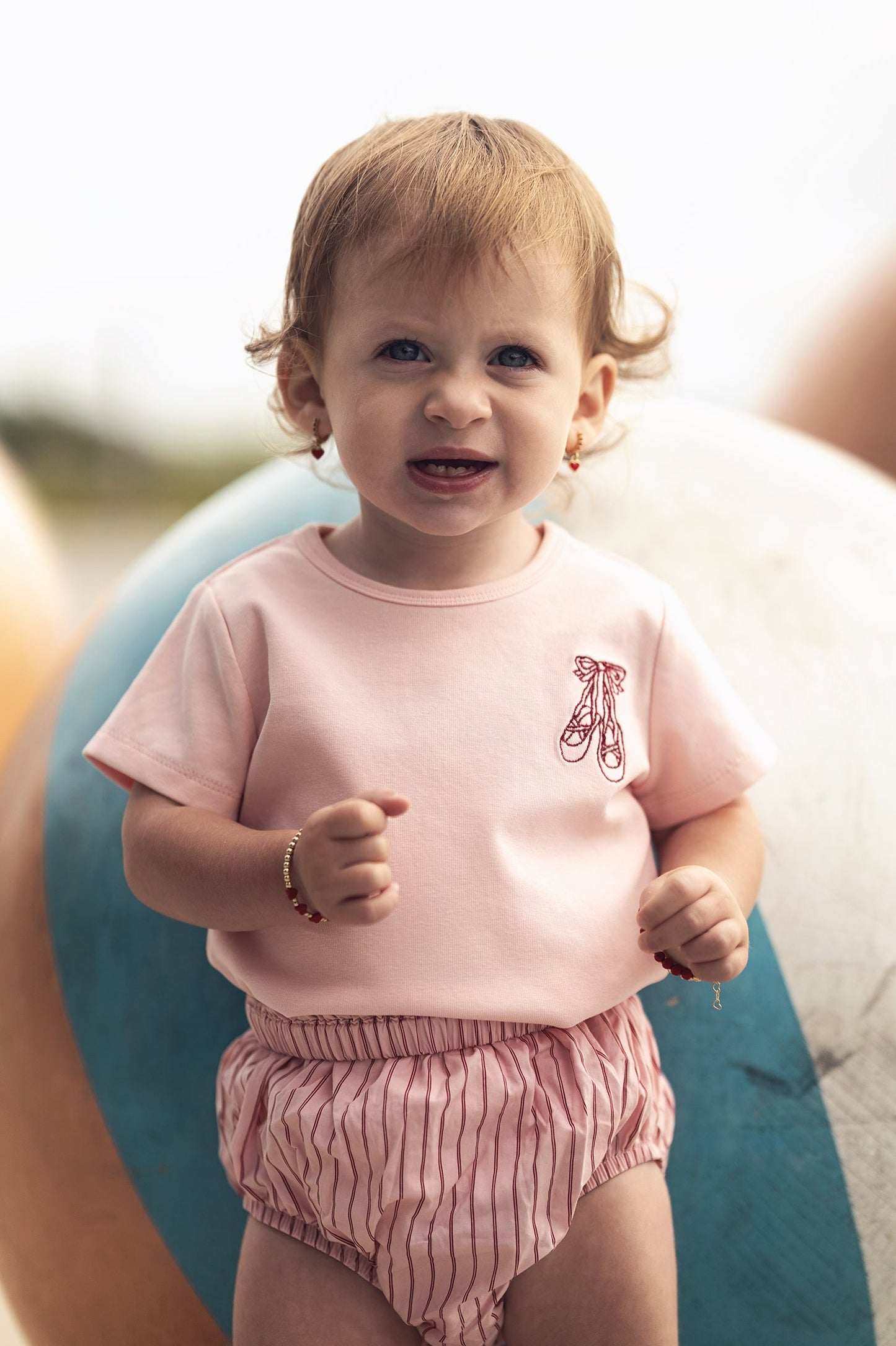 Short Sleeve Emblem T-shirt - Light Pink