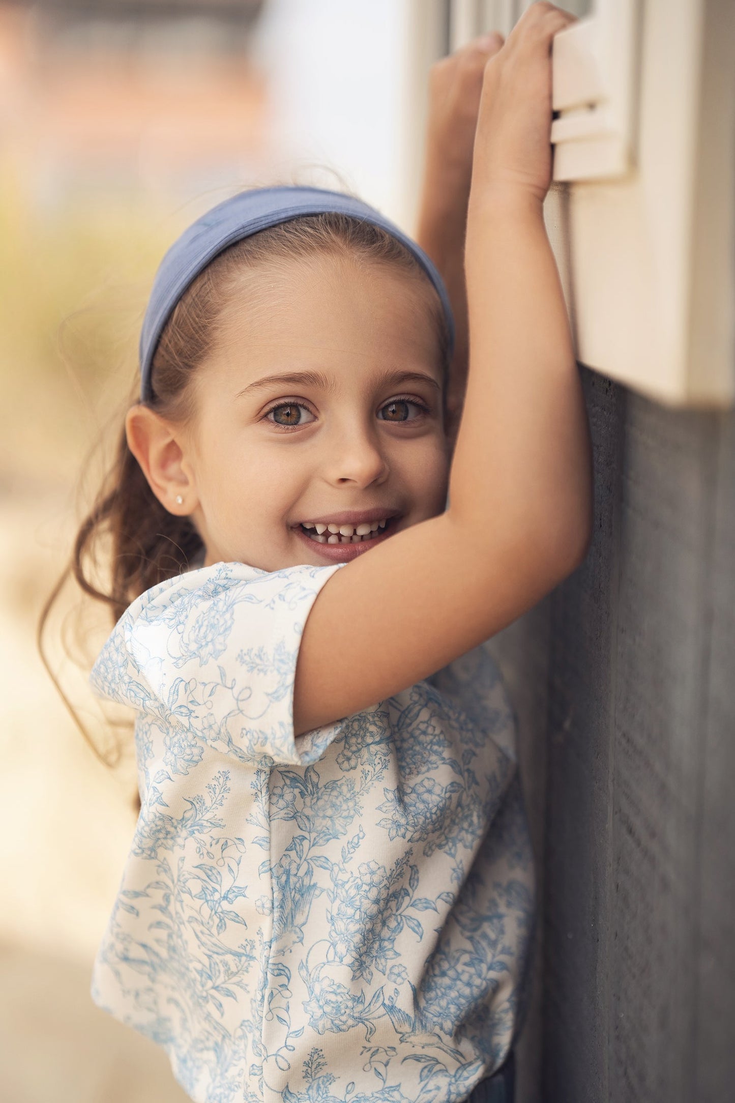 Blue Flowered Short Sleeve T-shirt