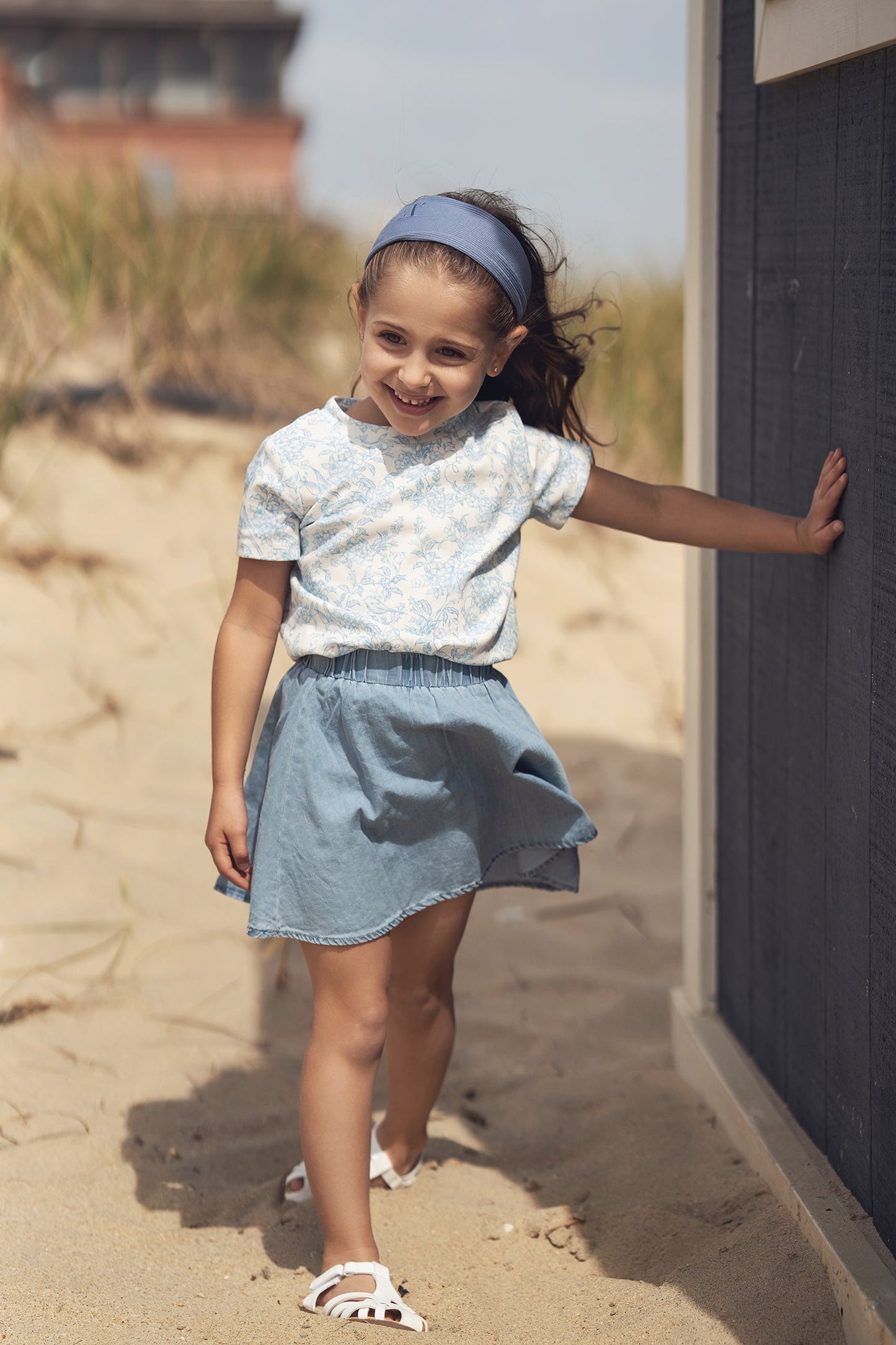 Blue Flowered Short Sleeve T-shirt