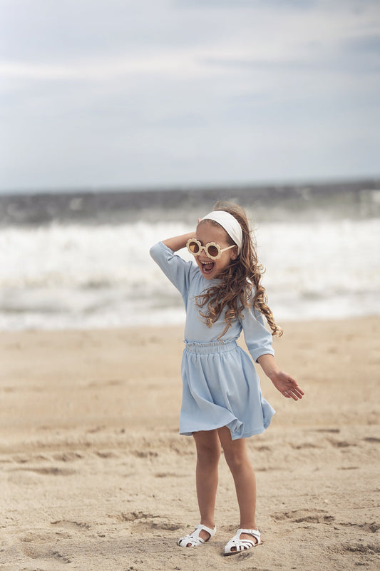 Paper Bag Waist Skirt - Light Blue