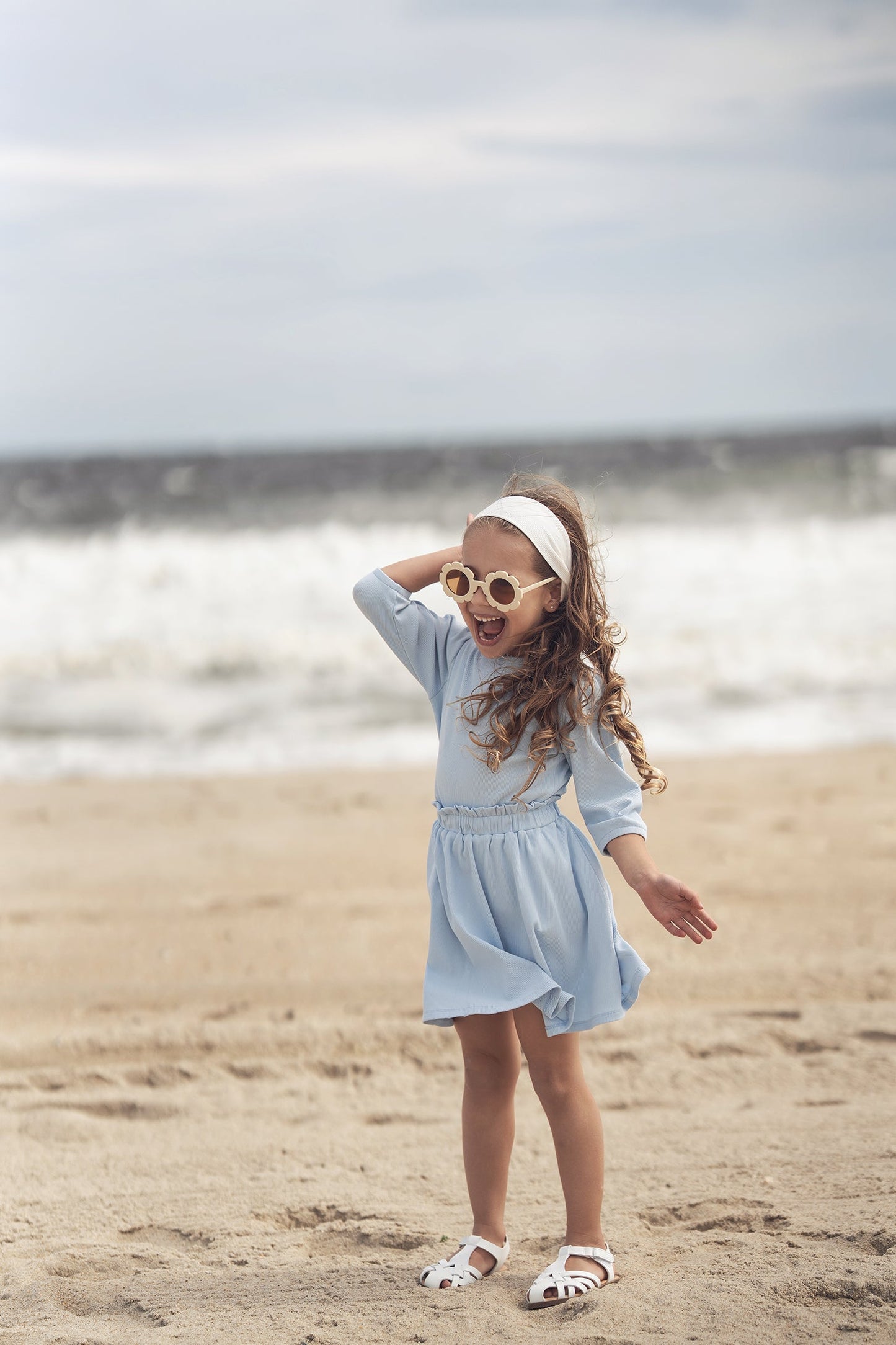 3/4 Puff Sleeve T-shirt - Light Blue