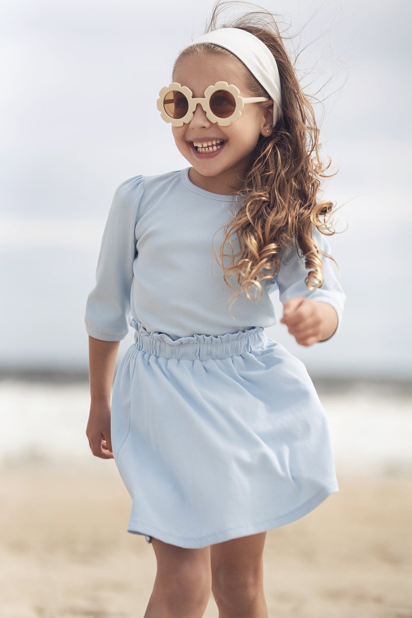 Paper Bag Waist Skirt - Light Blue