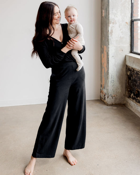 Nursing & Maternity Everywhere Long-Sleeve Wrap Blouse - Black