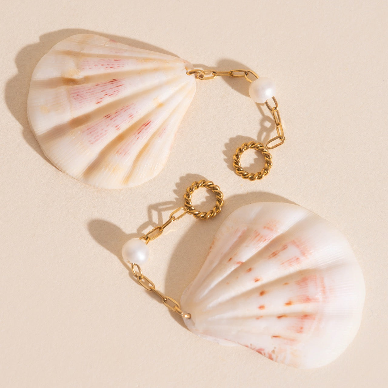 Jumbo Seashell Dangle Huggie Hoop Charms